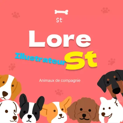 Dessinez un mignon portrait d'animal de compagnie avec une touche de rouge.