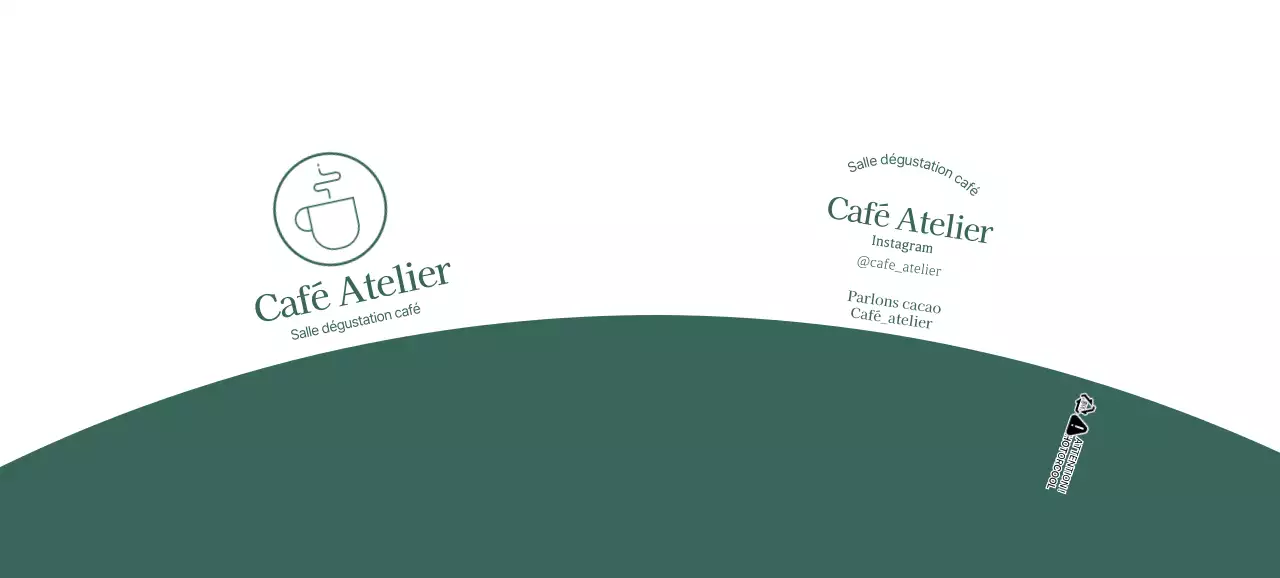 Illustration de ligne simple, blanche et verte, d'un café