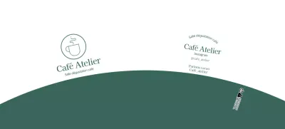 Illustration de ligne simple, blanche et verte, d'un café