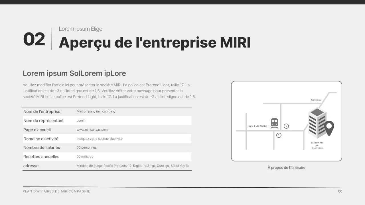 Un profil d'entreprise moderne en noir et gris
