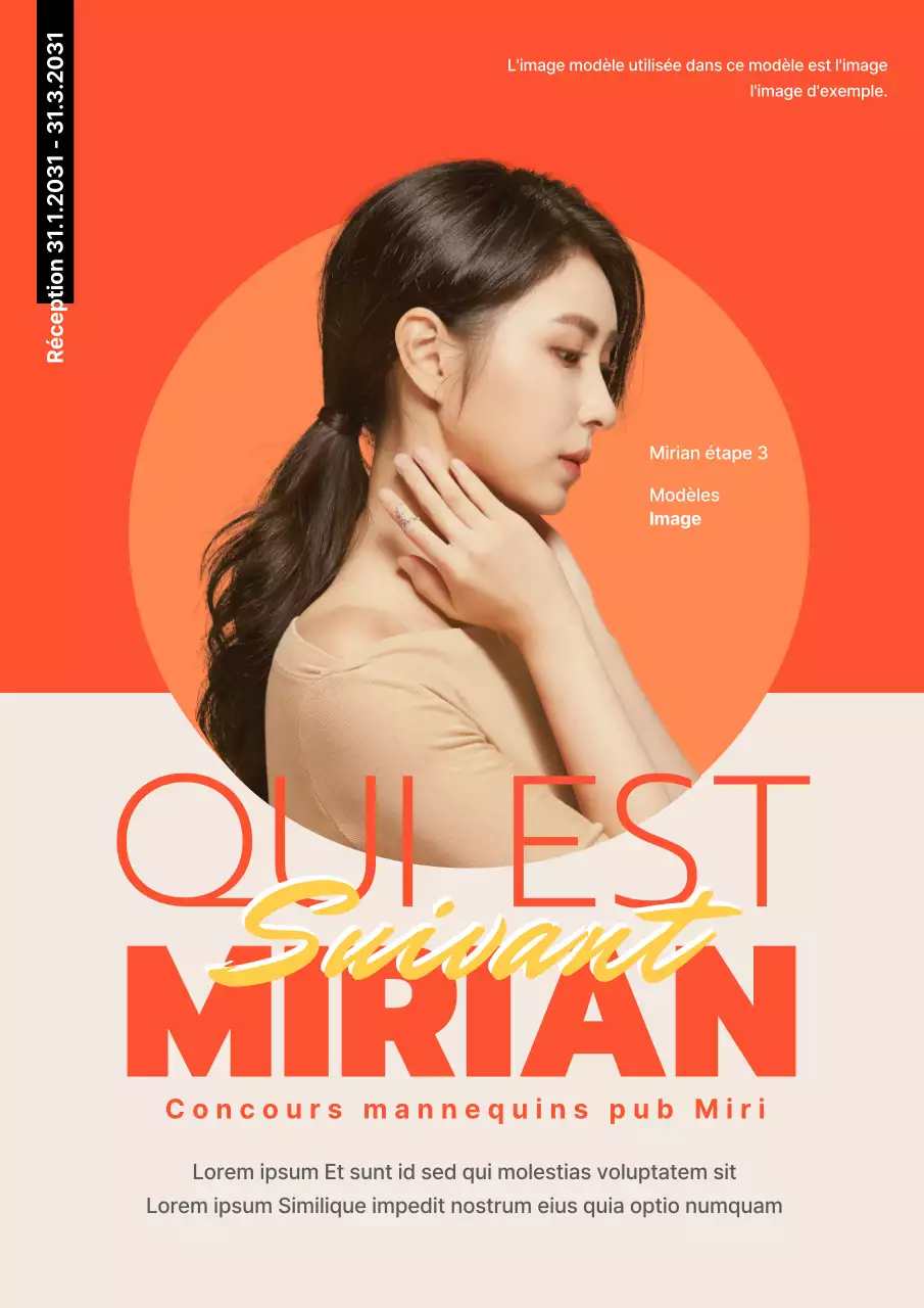 Nouveau concours de modèles publicitaires avec un simple fond rouge