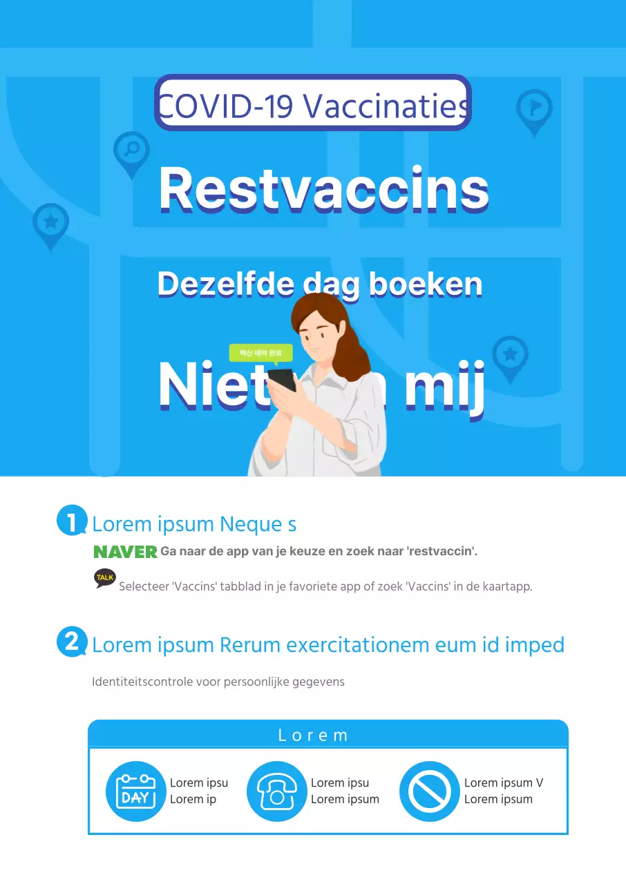 Vaccinafspraken op dezelfde dag in een vertrouwde blauwe, nette verpakking