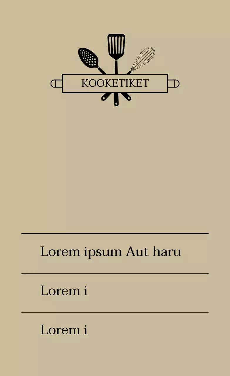 Beige eenvoudig pictogram keukenetiket