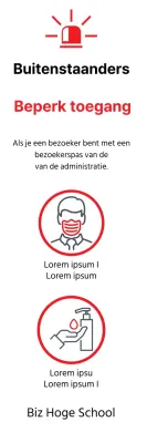 Eenvoudige rode en witte borden met beperkingen voor buitenstaanders