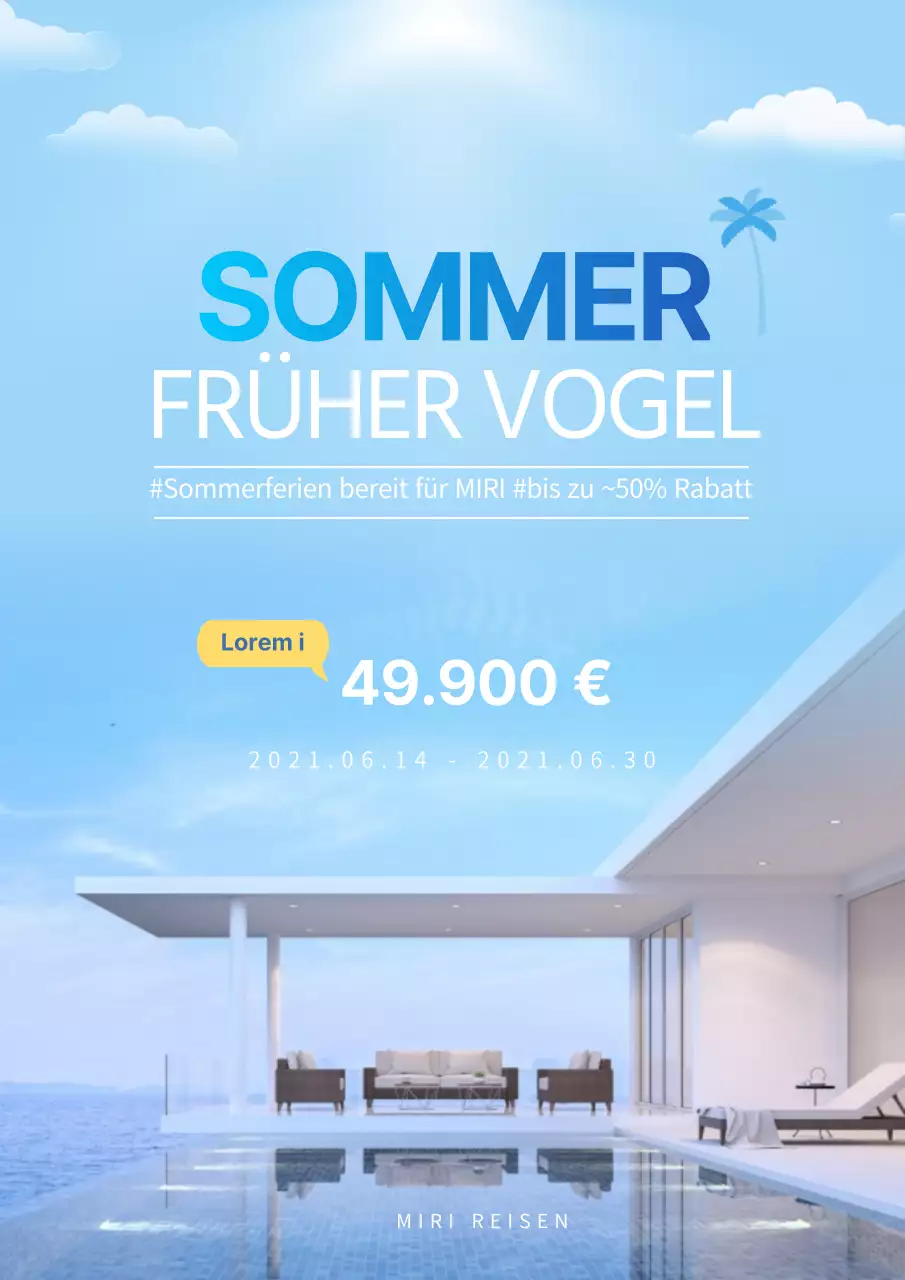 Einfaches Werbeplakat für den Sommerschlussverkauf in Hellblau