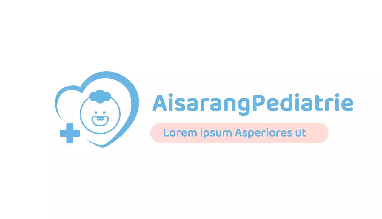 Eenvoudig kinderziekenhuis met lichtblauwe en roze kindillustratie