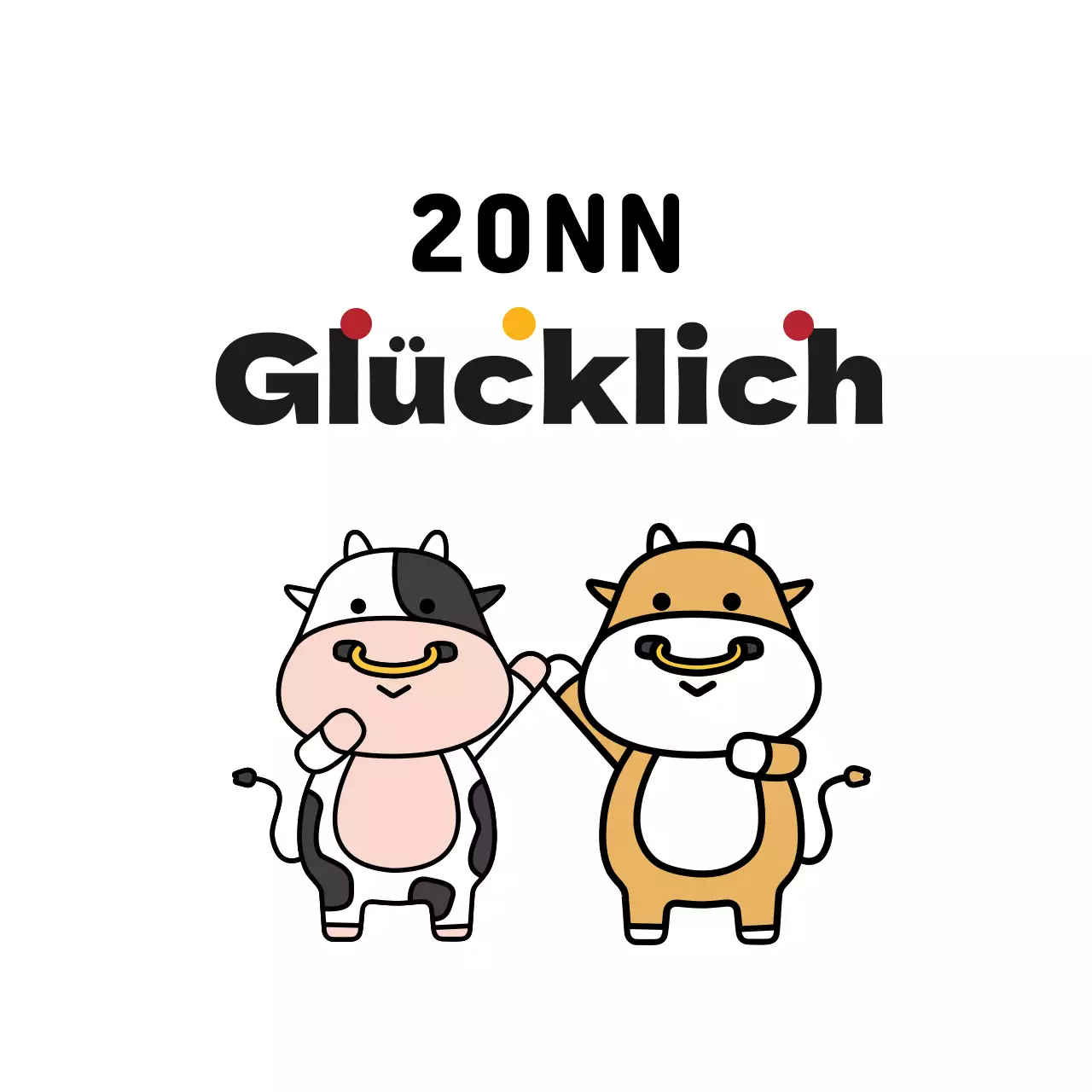 Niedlicher Neujahrsgruß-Etikett mit weißer Illustration