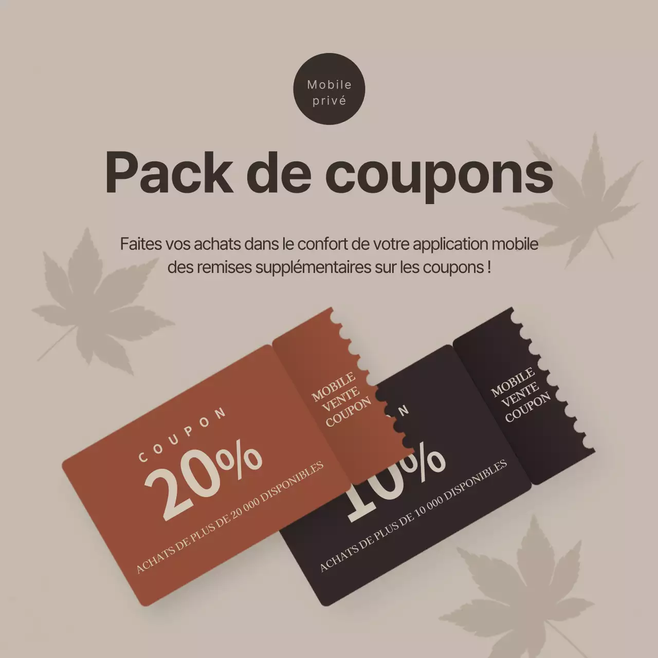 Bandeau de coupons marron et noir