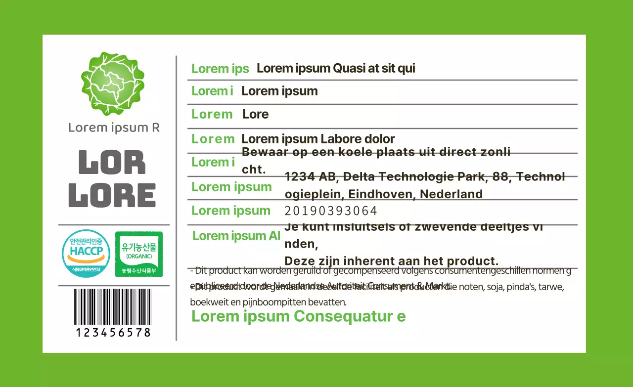 groen pictogram eenvoudige etikettering van voedselproducten