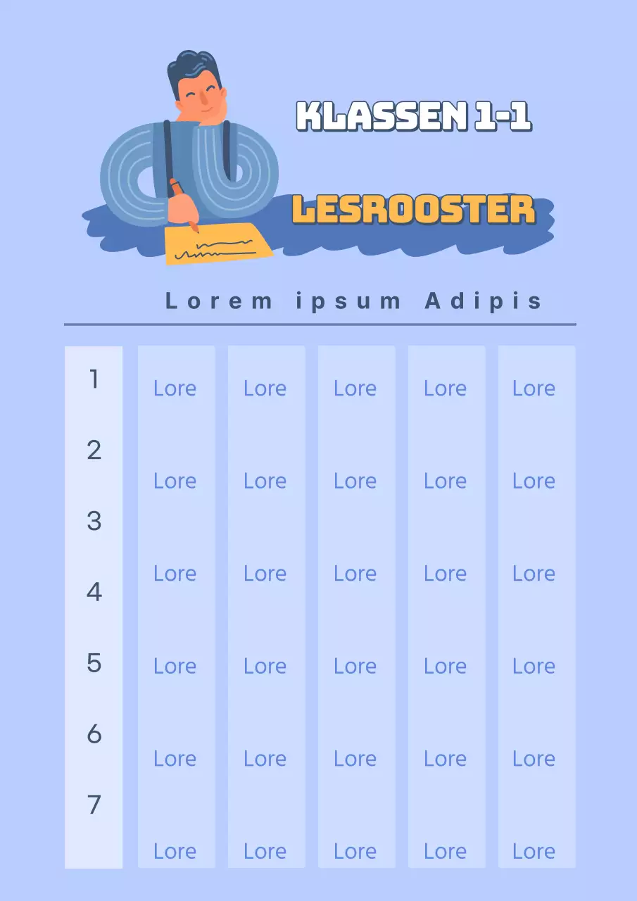 Eenvoudig schoolrooster met menselijke illustraties in paars en magenta