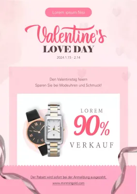 Rosa Valentinstag-Feier Mode Uhr Schmuck Web-Poster