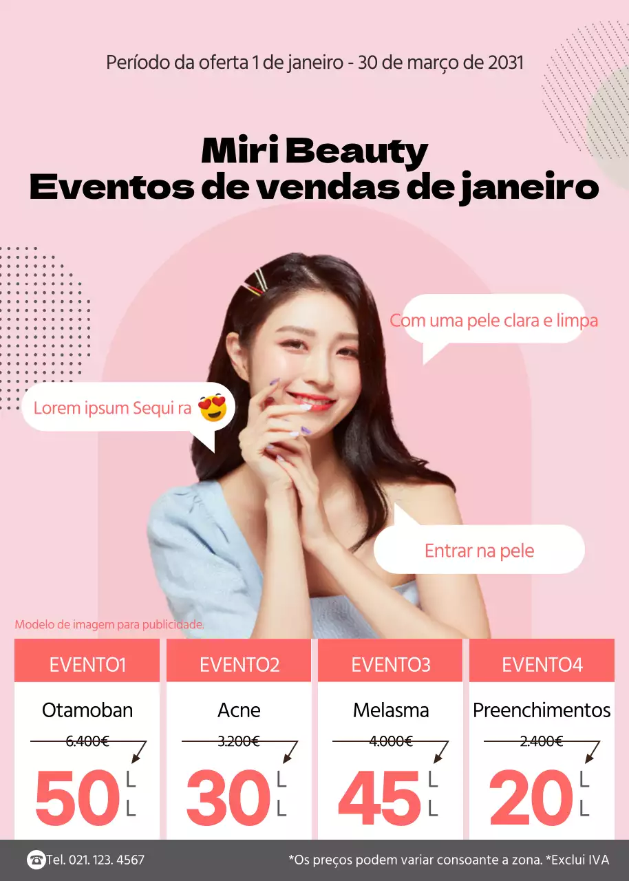 Venda de beleza destacada com texto em bolha cor-de-rosa