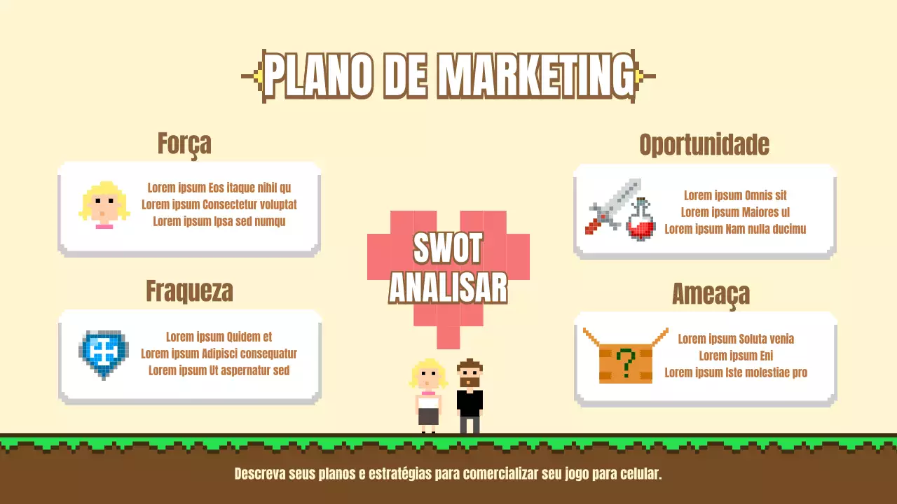 Plano de comercialização dos jogos móveis Pixel
