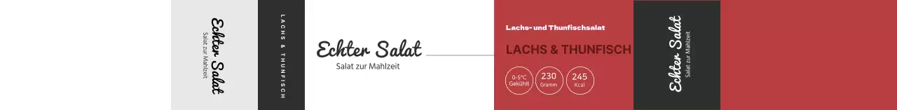 Rotes Informationsetikett für sauberen Salat