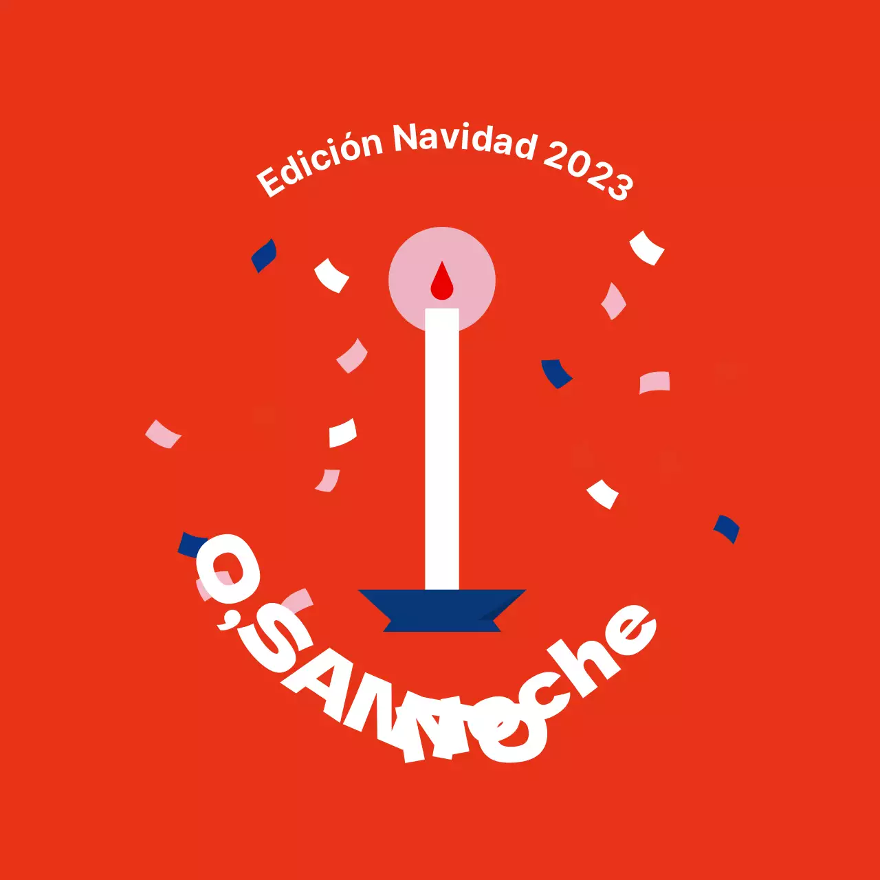 Etiquetas navideñas ilustradas en rojo y azul