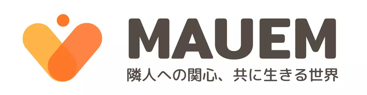 黄色とオレンジのシンボルマークのロゴがある近所の関心標語のある福祉センターのロゴ。