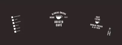 Vaso de papel con carta de bebidas de cafetería en negro