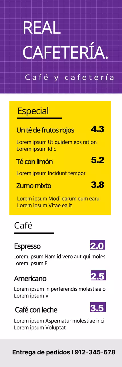 Cafeterías, menús