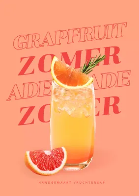 Zomerse drankenkaart met oranje en rode accenten