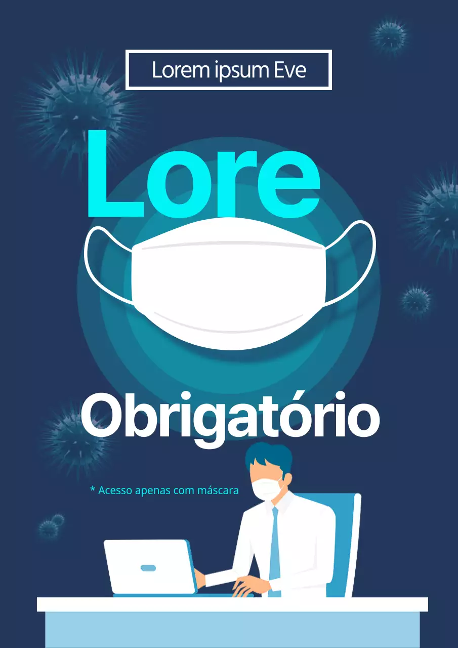 Aviso de obrigatoriedade de máscaras corona azul-marinho