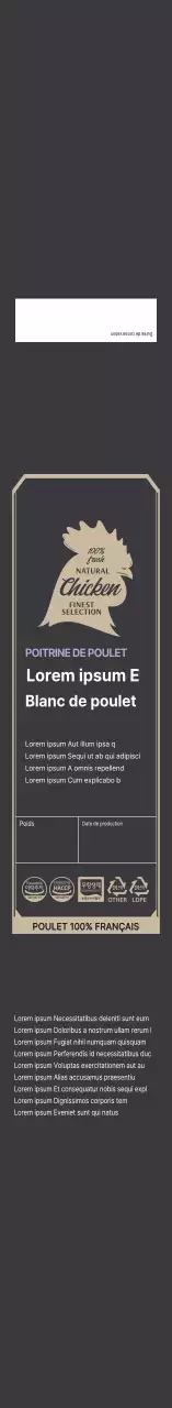 Emballage de viande de poitrine de poulet à cadre simple noir