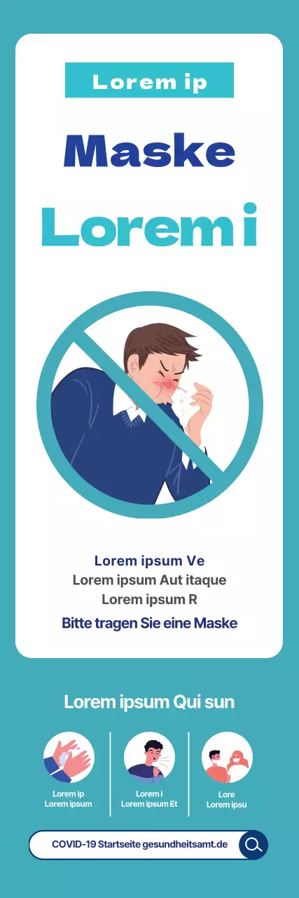 Blau illustrierte Anweisungen zum Tragen der Maske