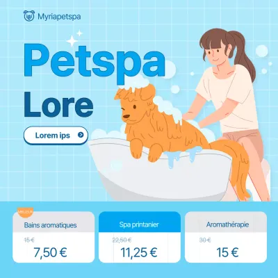 bleu couleur illustration salon de l'animal de compagnie spa animal de compagnie événement médias sociaux carré