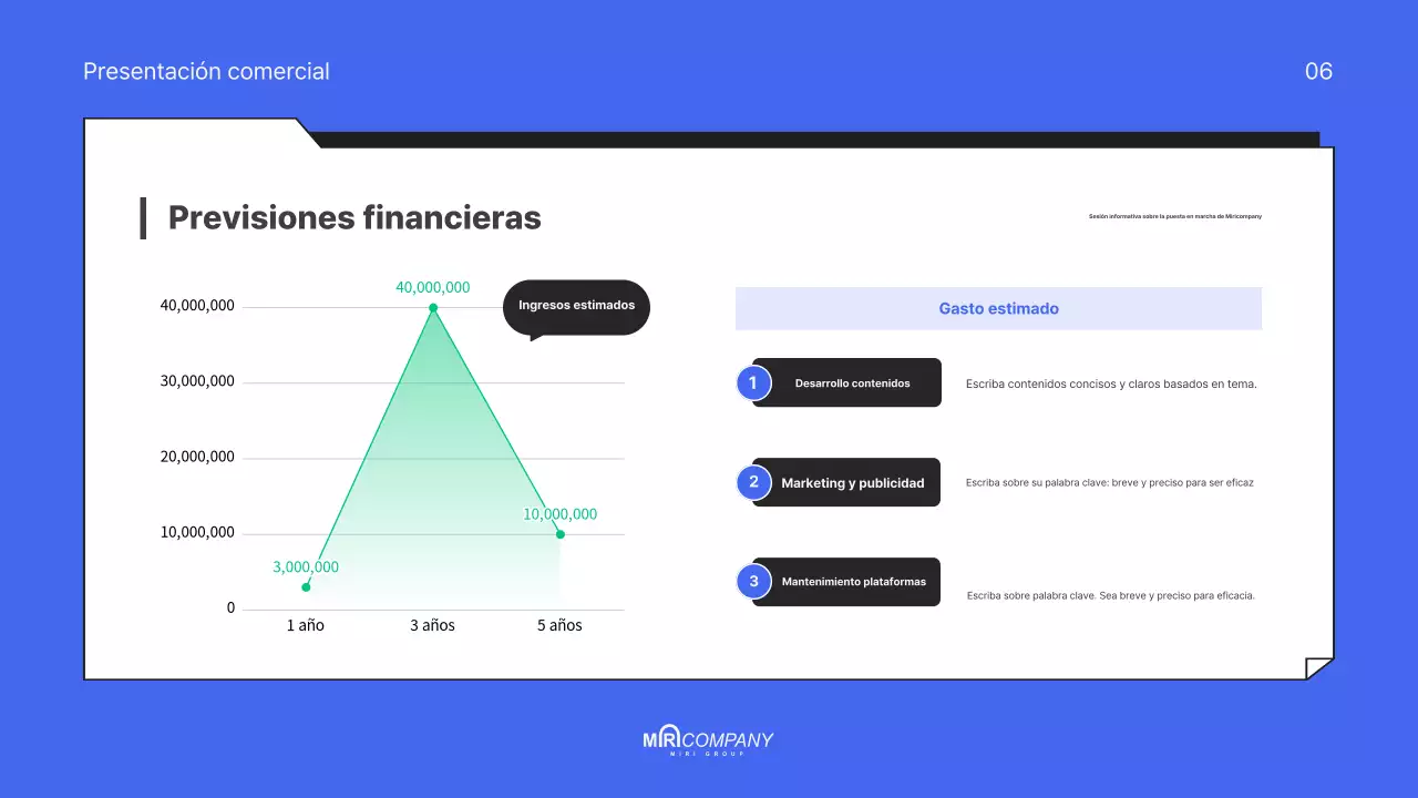 Un pitch deck moderno y azul para tu startup