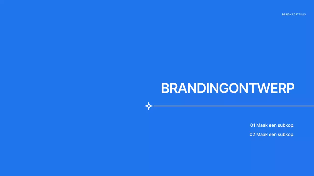 Designportfolio met een eenvoudig concept in blauw en wit