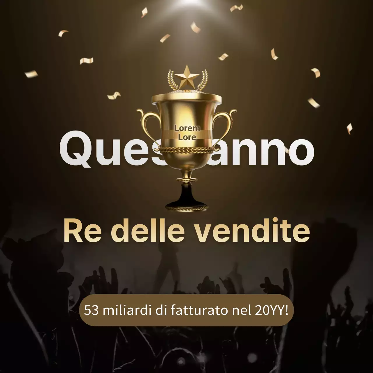 trofeo, venditore, buio, polvere d'oro, petardi, applausi, palco, luce, fine anno, evento