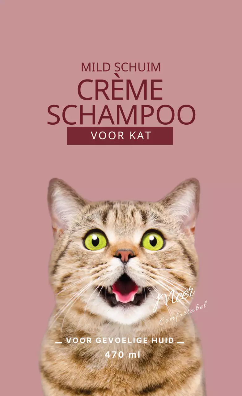 Etiket met roze foto van gemarkeerde kat