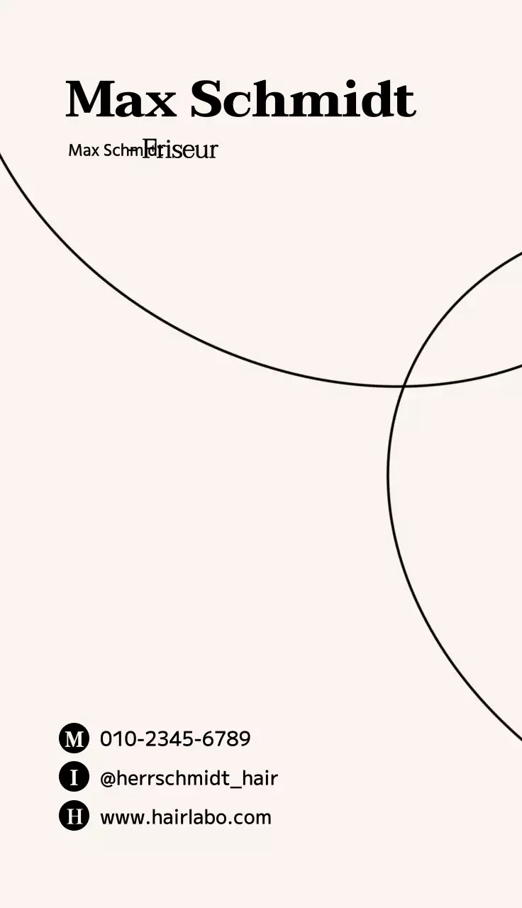 Friseursalon-Design mit geschwungenen Linien in Schwarz und Hellbeige