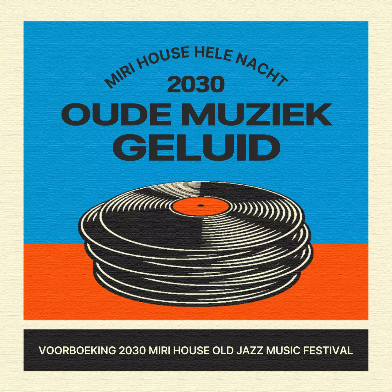 Promoot je optreden met een rode en blauwe retro uitstraling