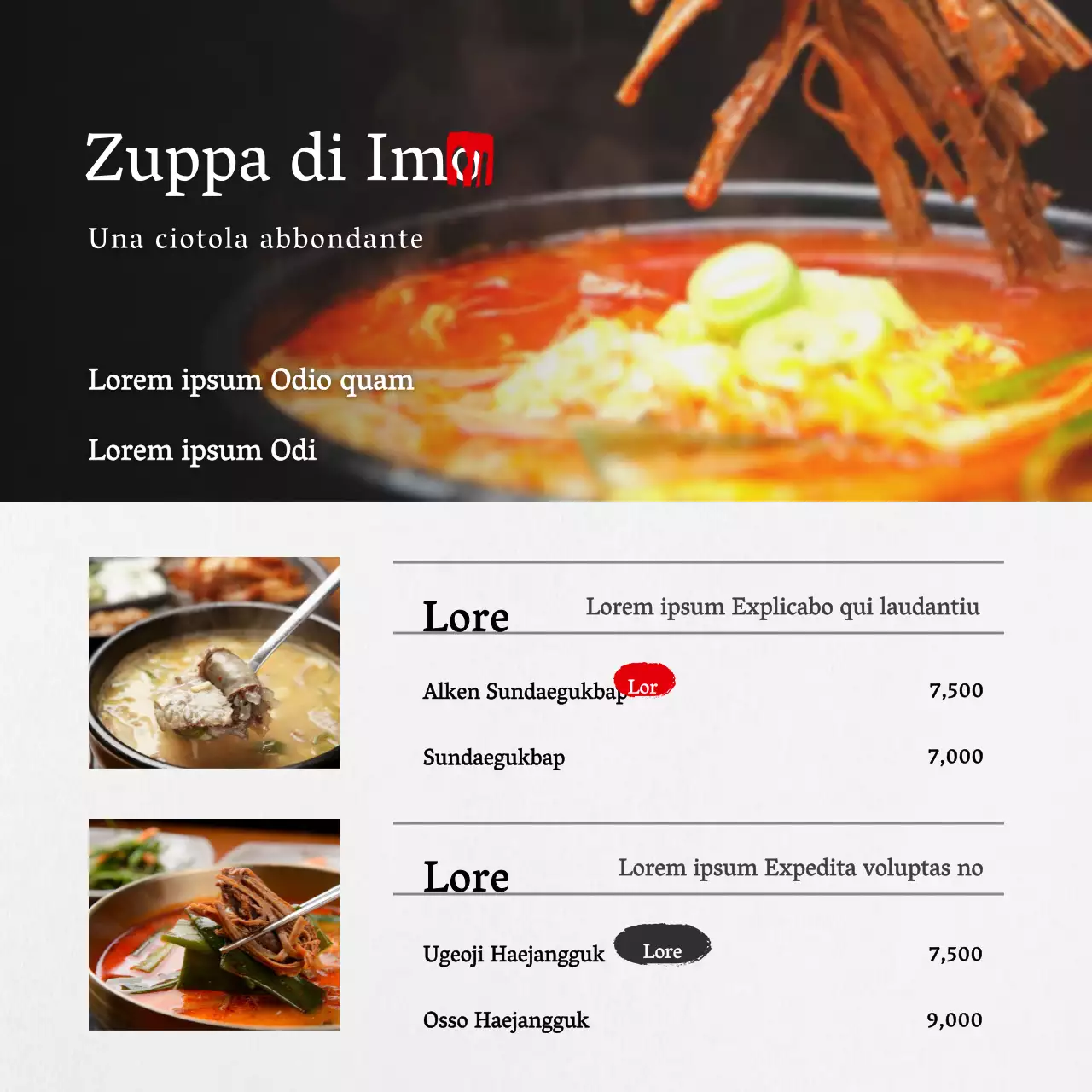 Menu del negozio di ramen