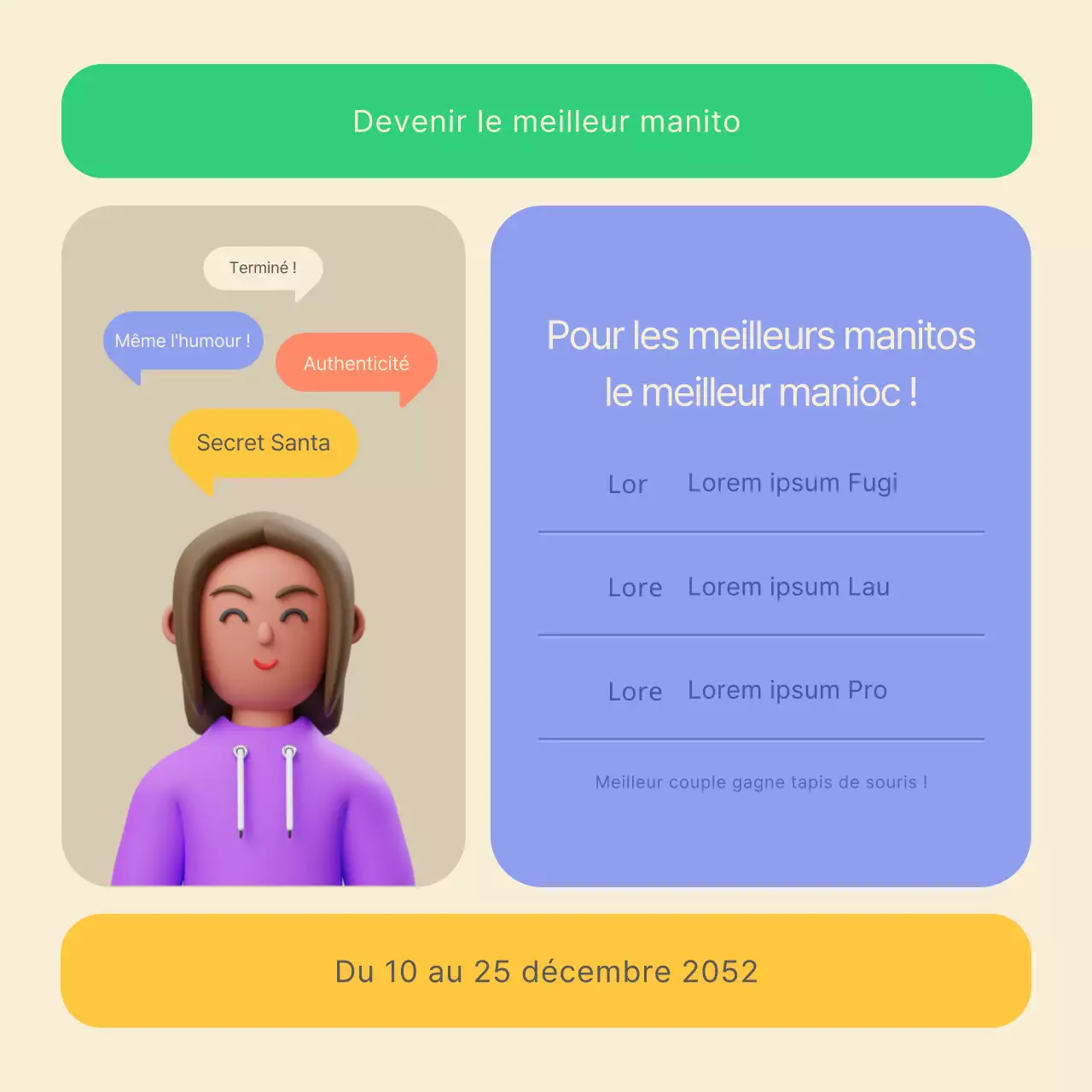 Événement manito stéréoscopique en 3D dans des couleurs pastel