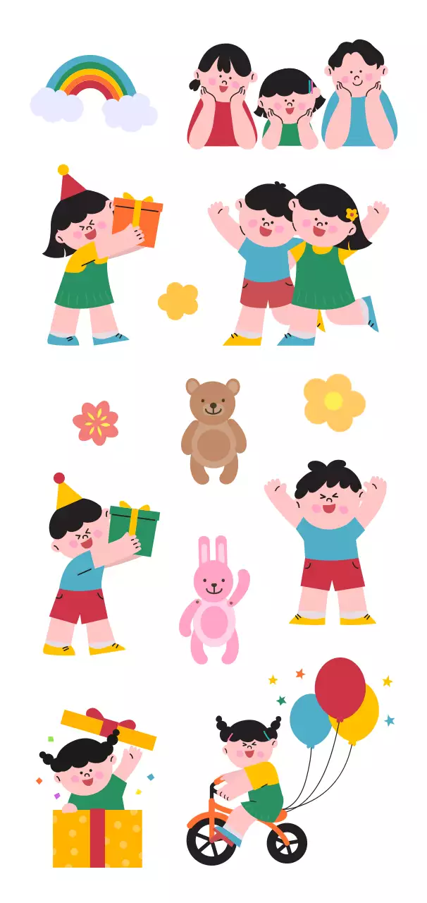 丸くてかわいいこどもの日のお祭りコンセプトのイラスト