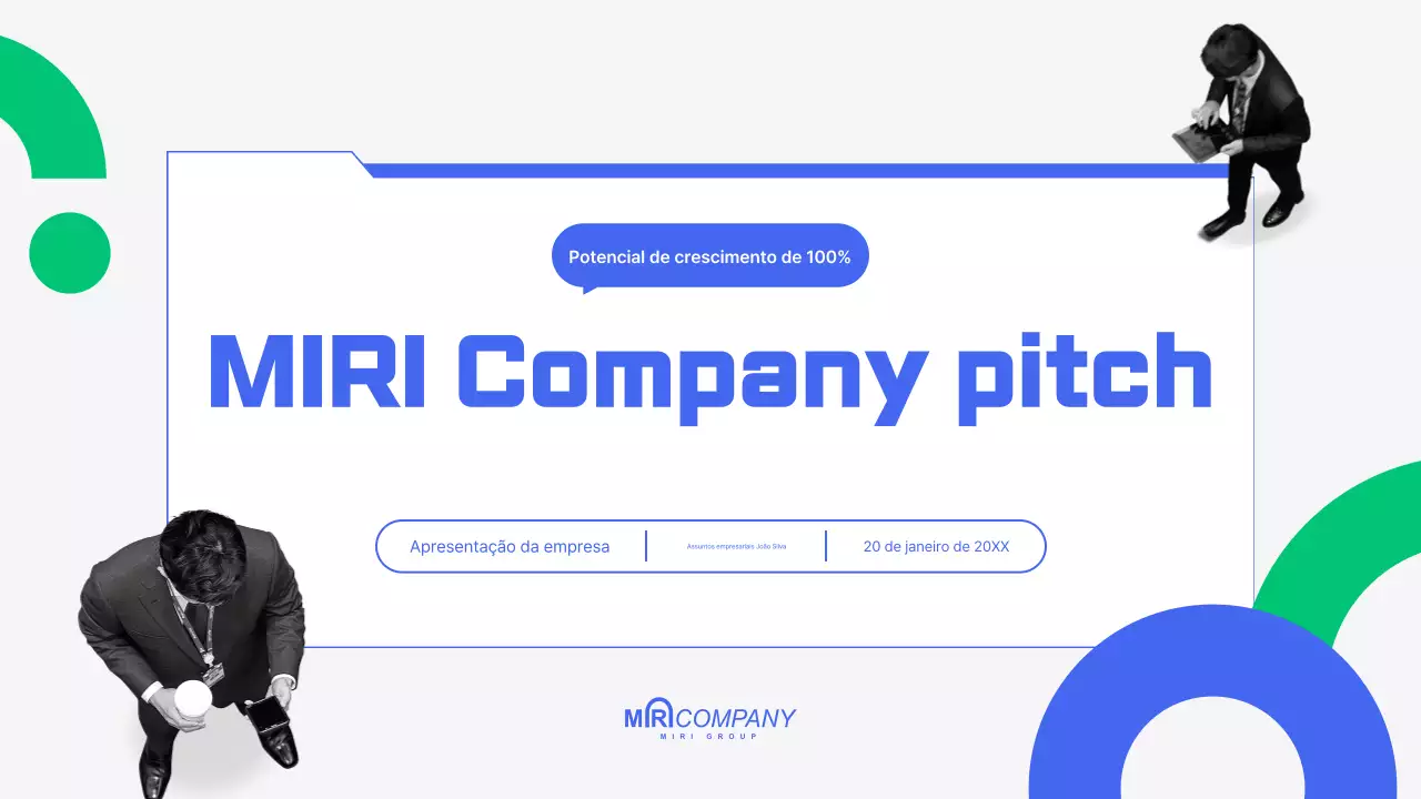Uma apresentação moderna e azul para a sua empresa em fase de arranque