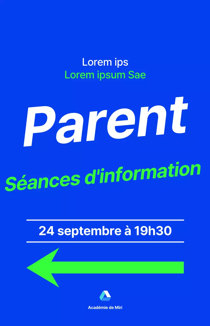 Session d'information des parents d'élèves d'une académie pour les élèves du secondaire, avec le texte surligné en bleu et des couleurs fluorescentes.