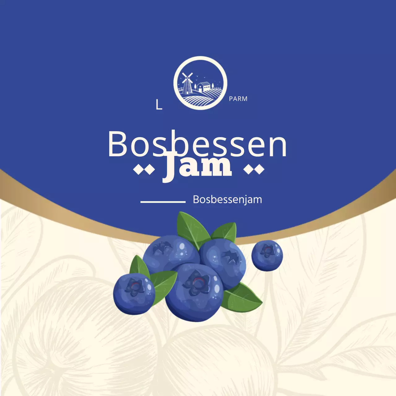 Blauwe luxe bosbessen jam labels
