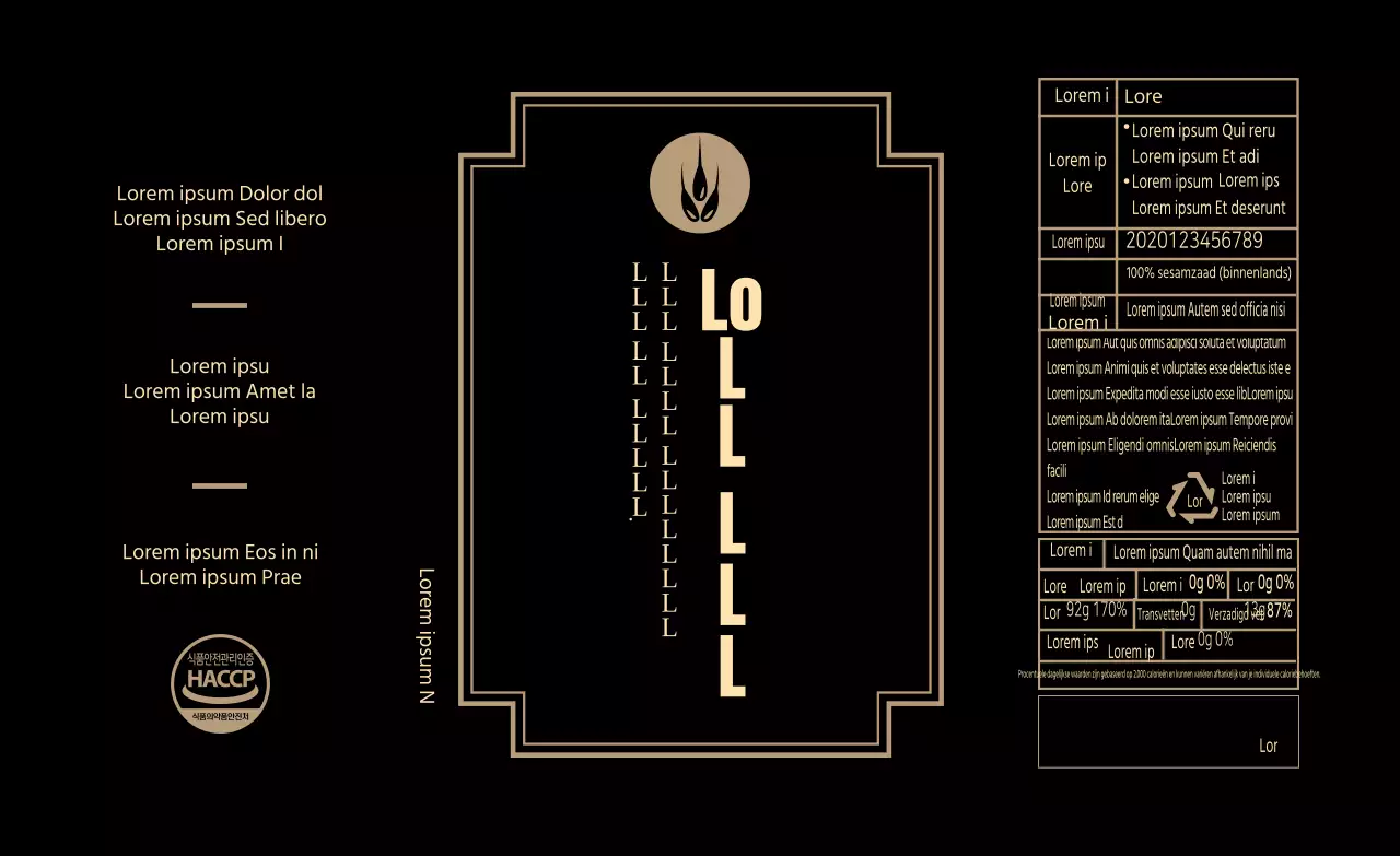 Zwart Beige Retro Sesamolie Voedselinformatie Etiket