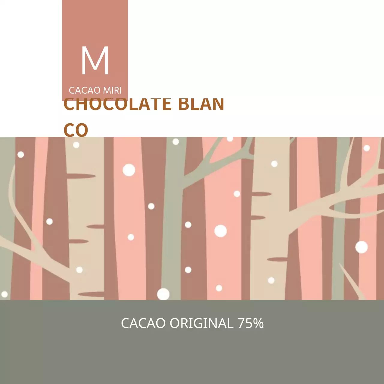 Etiqueta de té con dibujo de árbol marrón verde y chocolate caliente