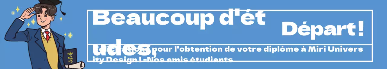 Annonce de félicitations pour l'obtention d'un diplôme avec un lettrage bleu illustré