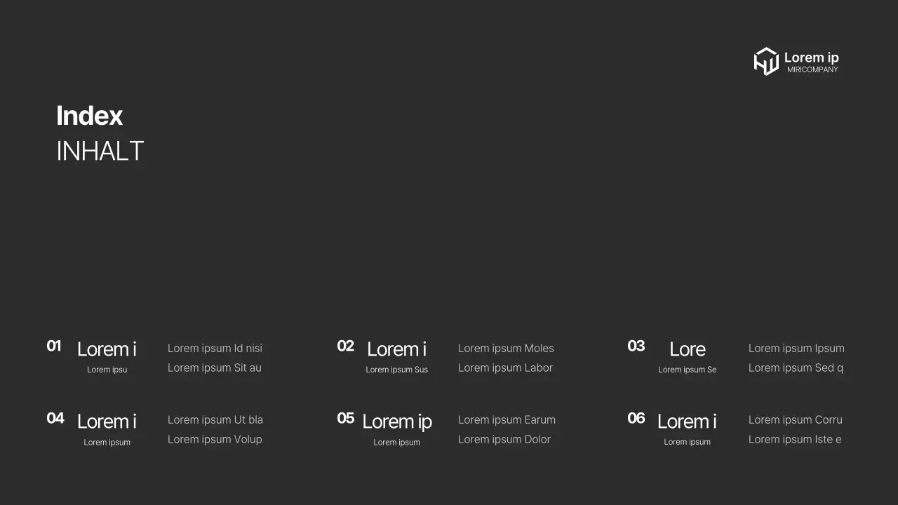 Ein modernes Unternehmensprofil in Schwarz und Grau