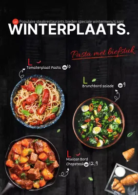 Introductie van het zwarte restaurantmenu
