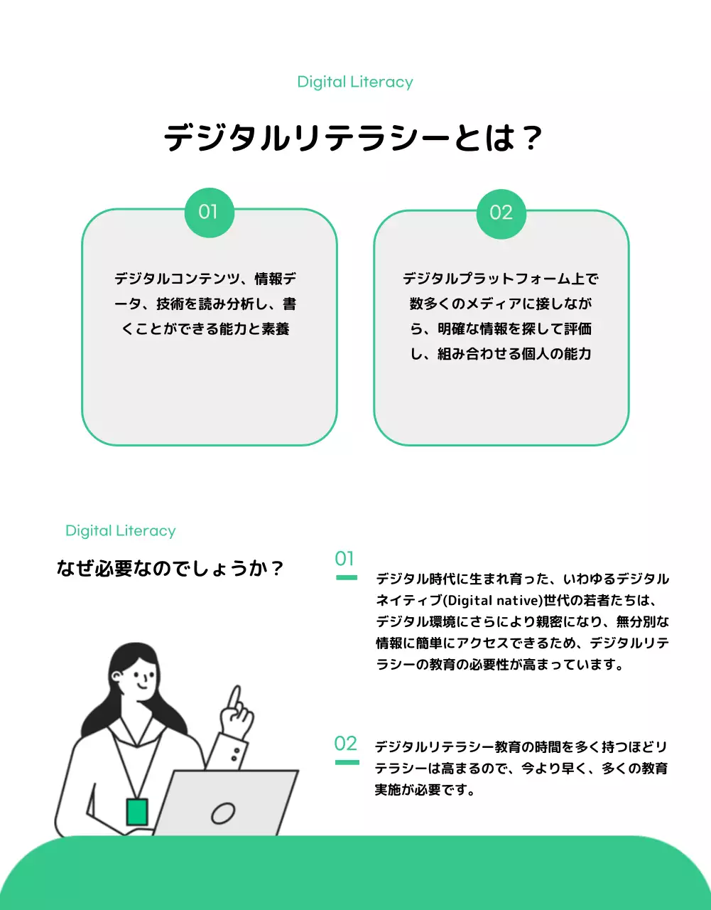 緑 シンプル 教育 パンフレット 詳細ページ