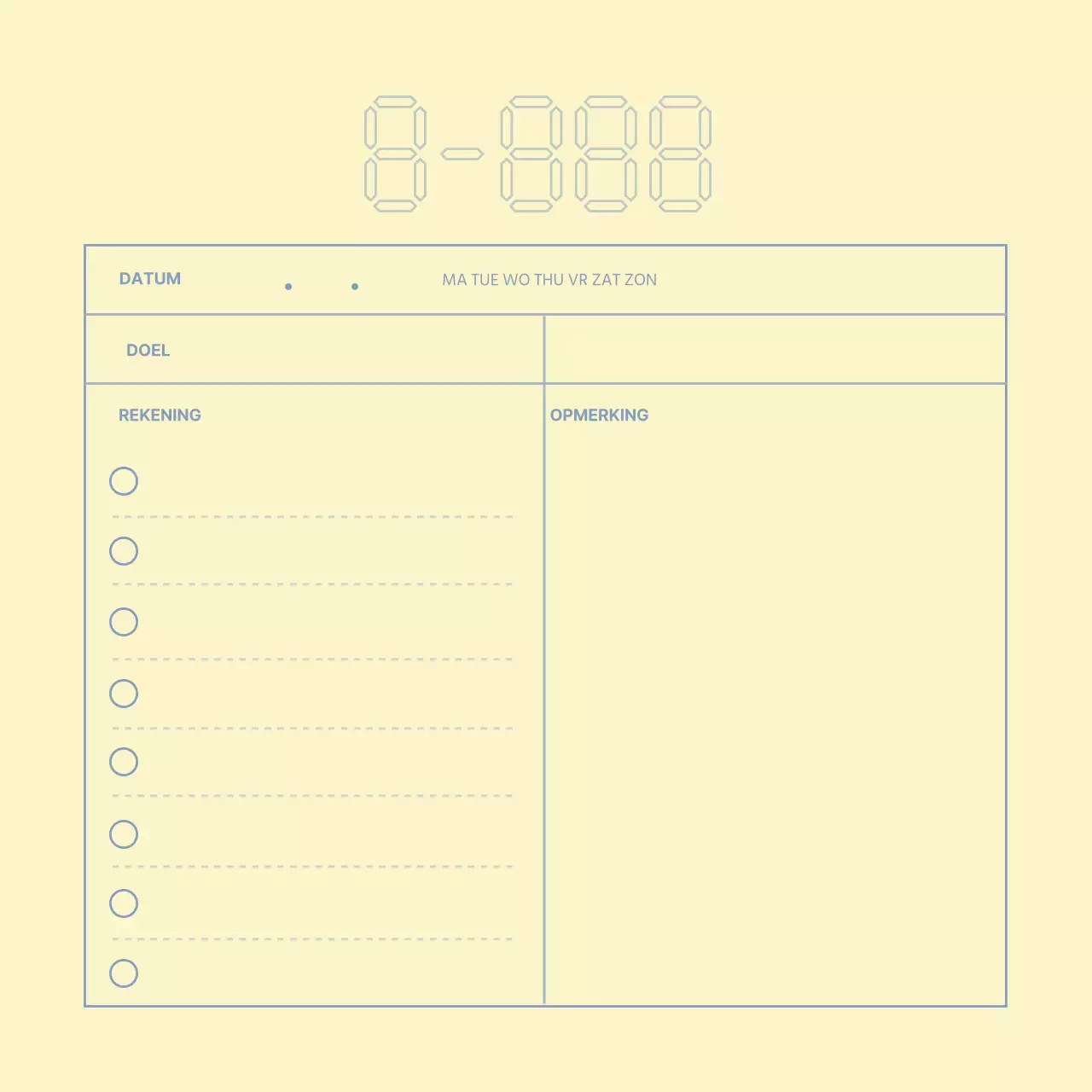 Geelblauwe lijnen Eenvoudige planner