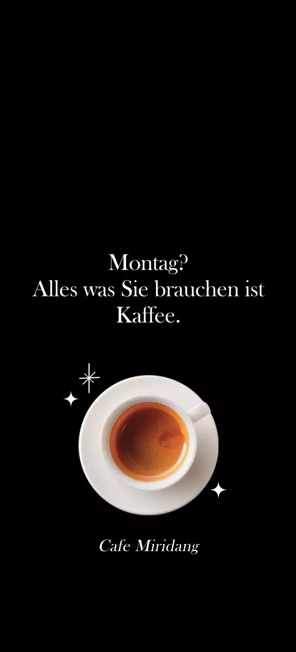 Sentimentaler Schriftzug Kaffeebild in Orange und Weiß
