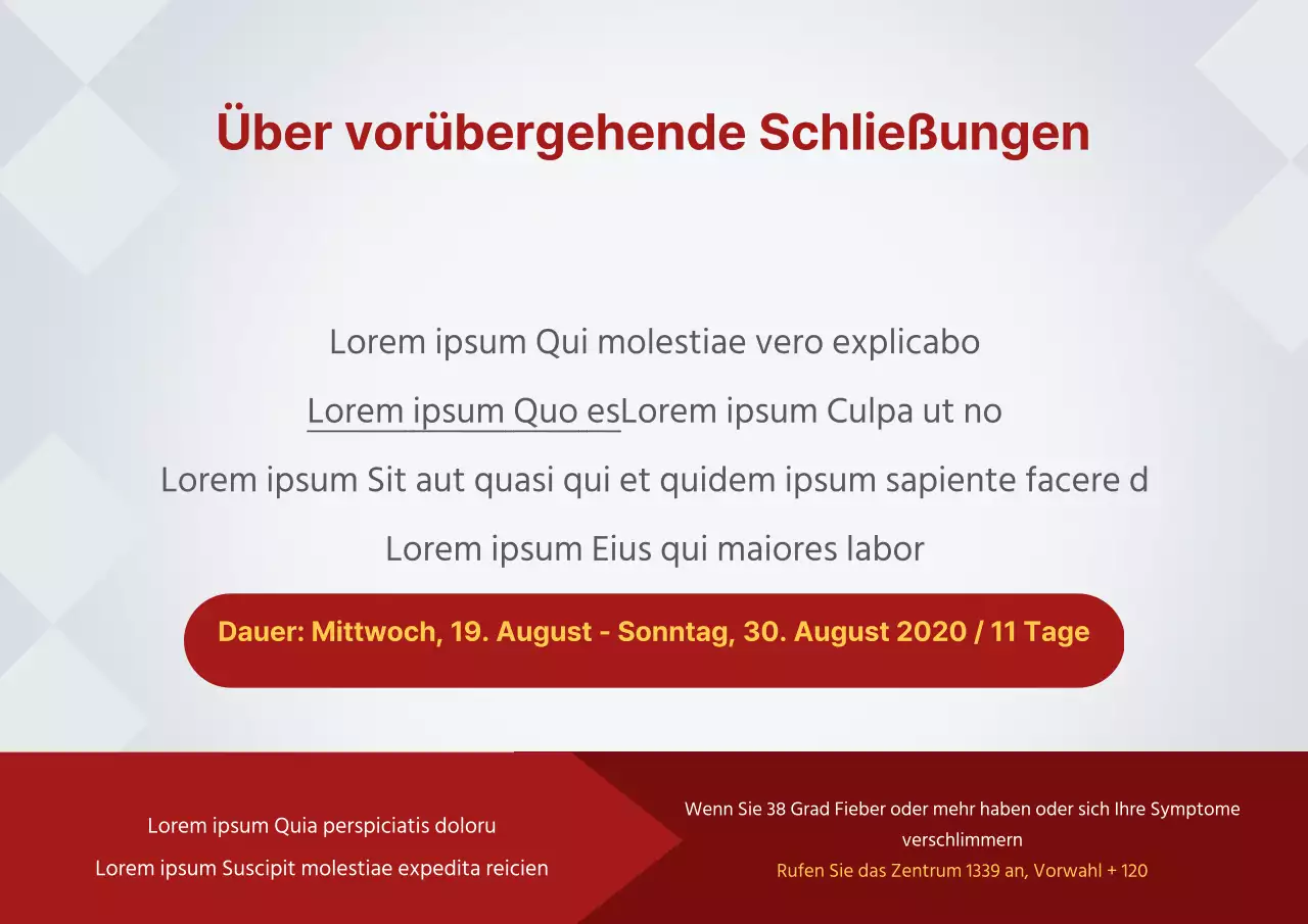 Vorübergehende Schließungen