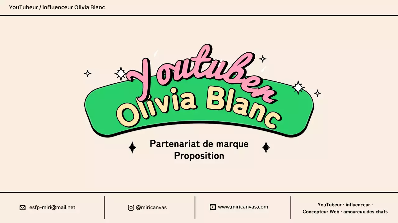 Une proposition de collaboration entre YouTubers, mignonne et colorée, en rose, vert et pastel.