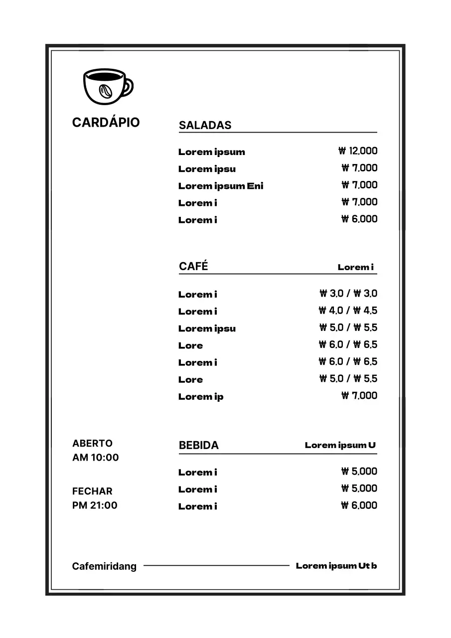 Ementa de um café_Seropositor